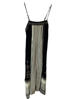 Free People M Boho Hazel Jumpsuit Wide Leg Palazzo Festival Black Mixed Print